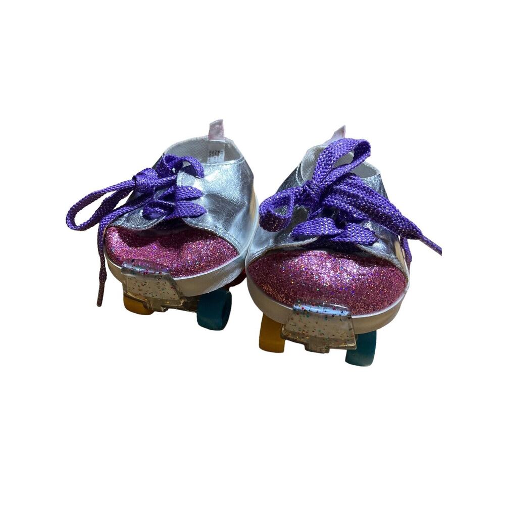 Build A Bear BAB Purple sparkle tennis‎ shoes glitter and roller skates
